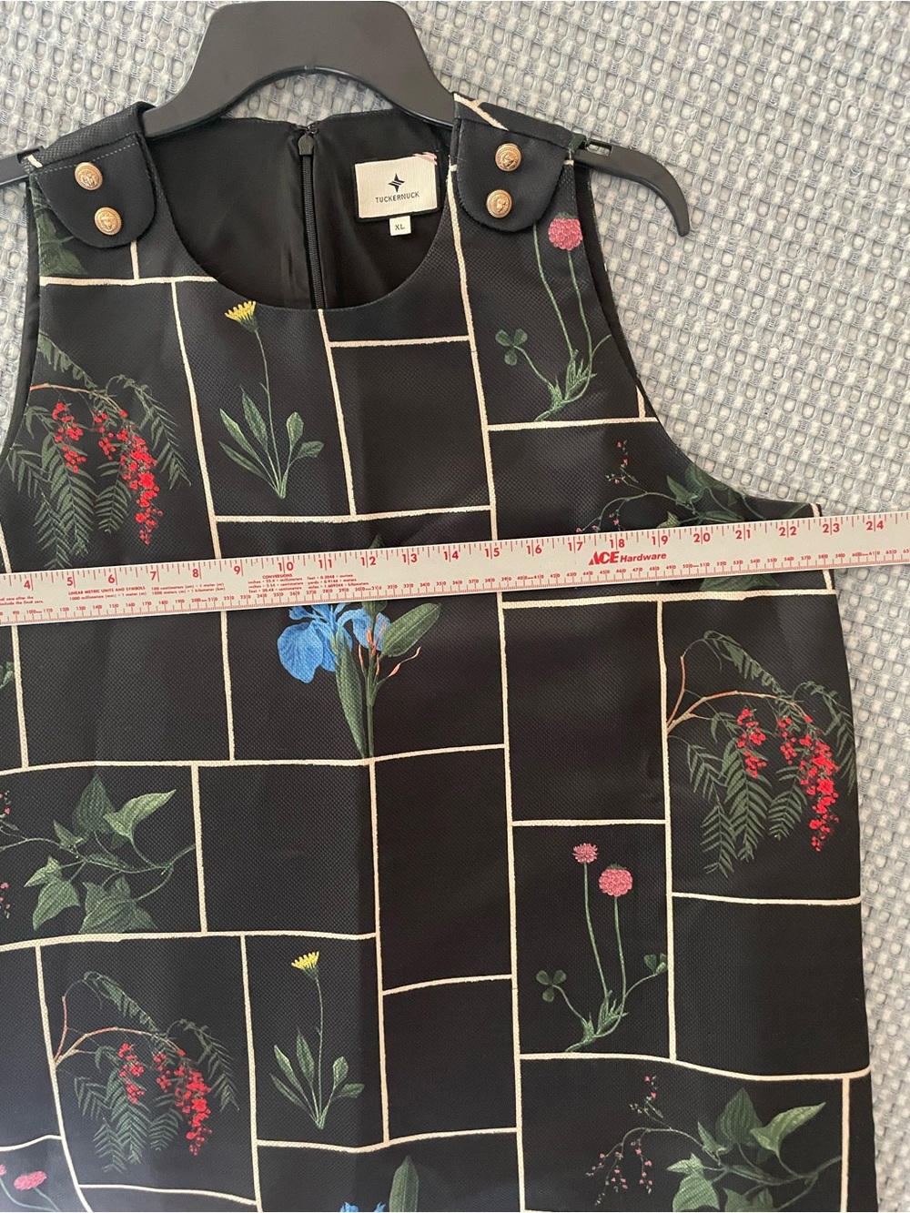 Tuckernuck Black Grid Floral A-Line Mini Dress - Picture 5 of 15